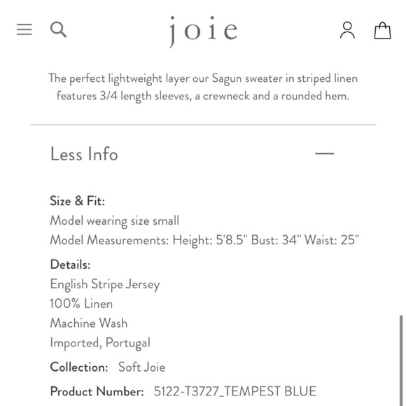 Soft Joie striped linen slub 3/4 sleeve t-shirt shop@iamwarrior - Picture 5 of 13